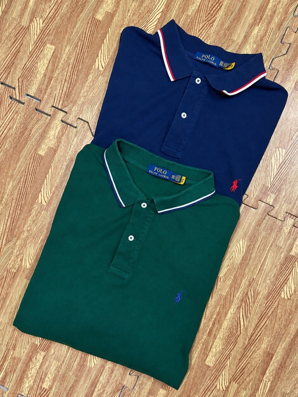 Lot of  2 Polo Ralph Lauren Polo Shirts Green Blue Knit Short Sleeve Mens 3XLT